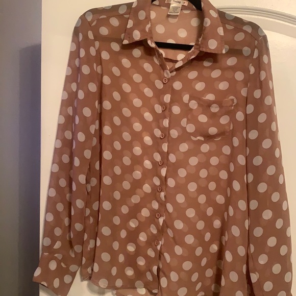 Timing Tops Brown Polka Dot Blouse Poshmark